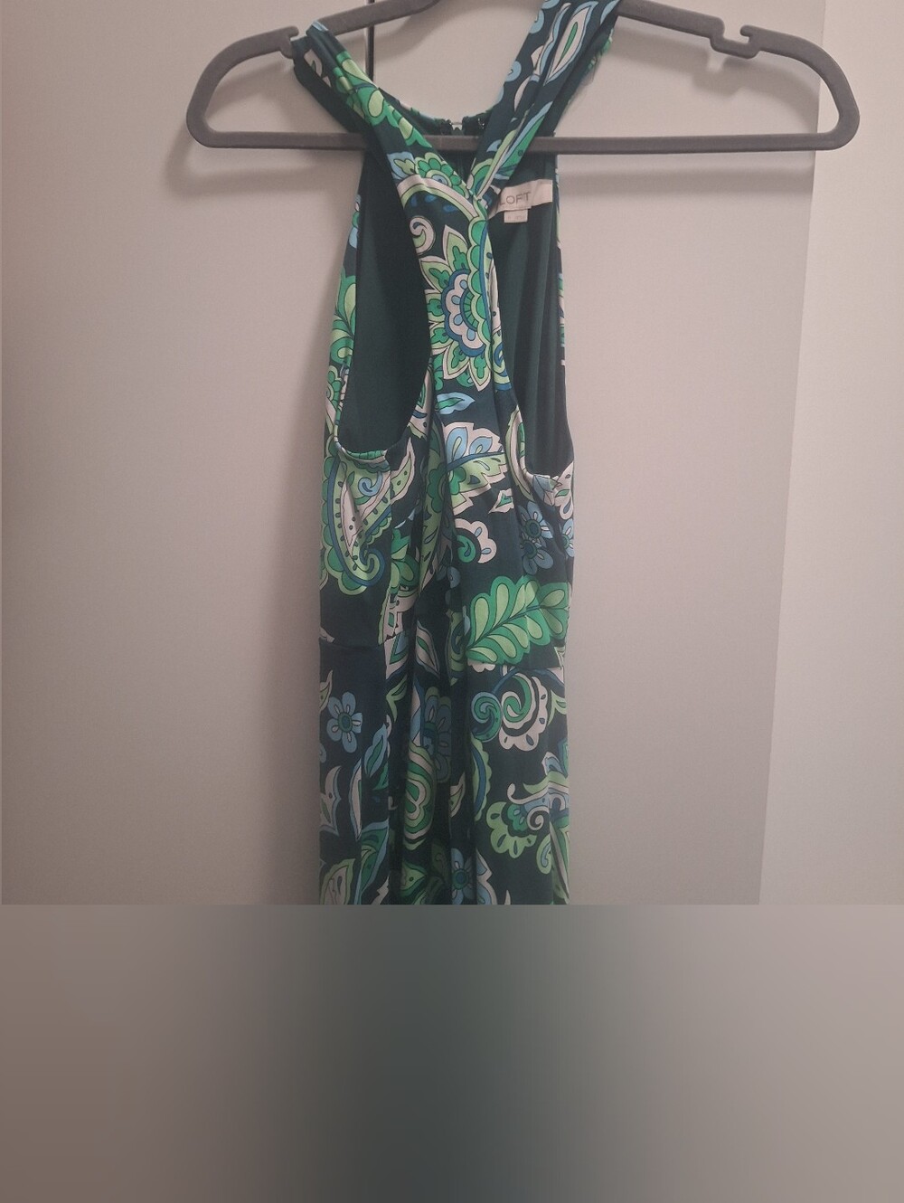 Ann Taylor Loft Green & Blue Paisley Racerback Dress